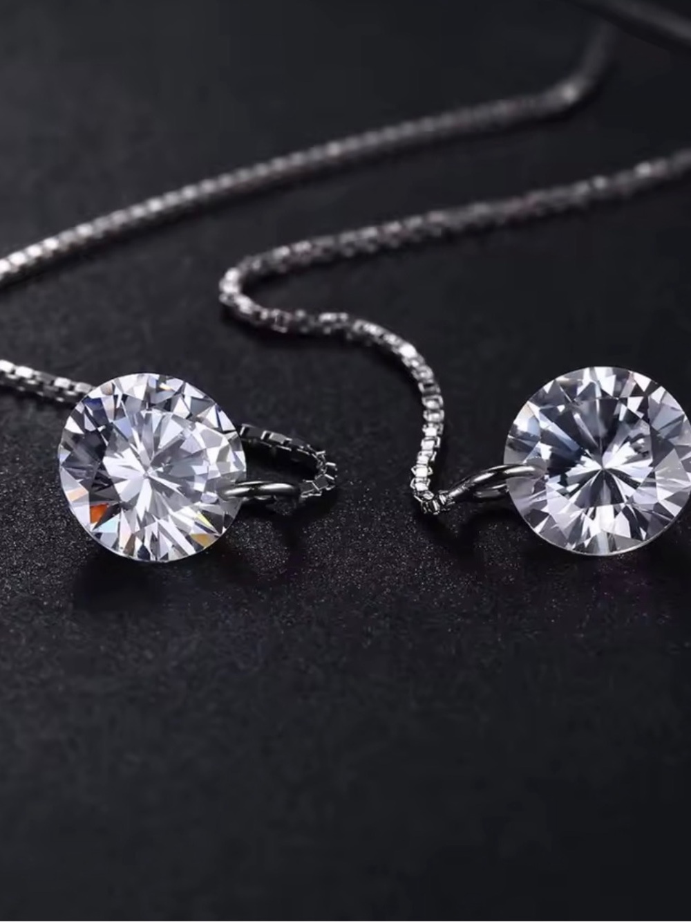 Italian Luxury Sterling Silver Clear Cubic Zirconia Threader Drop Earrings NWOT - Picture 5 of 5